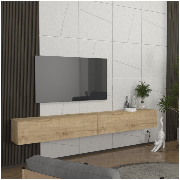 Έπιπλο τηλεόρασης επιτοίχιο Espanse  χρώμα sapphire oak 241,8x31,7x30εκ.