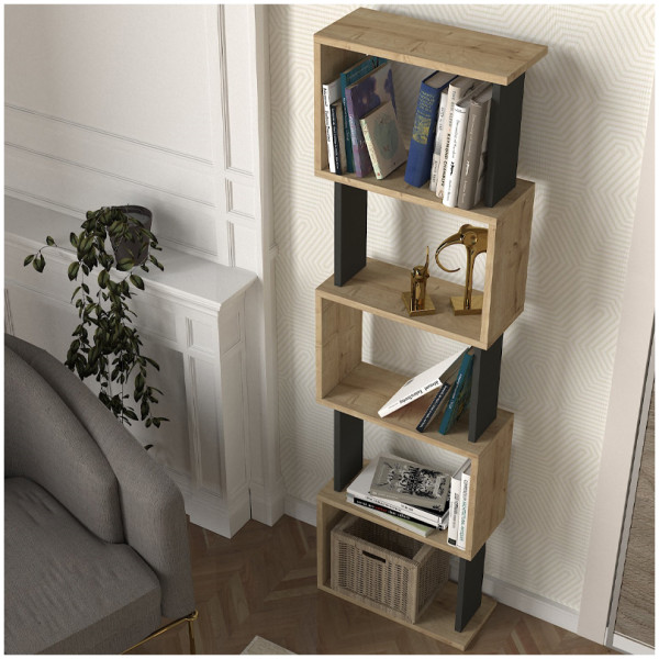 Βιβλιοθήκη Alvina  χρώμα sapphire oak - ανθρακί 45x19,6x158,8εκ. - Image 3
