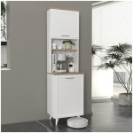 Έπιπλο κουζίνας Potter 1  χρώμα λευκό - rota oak 53,4x39,6x196,1εκ.