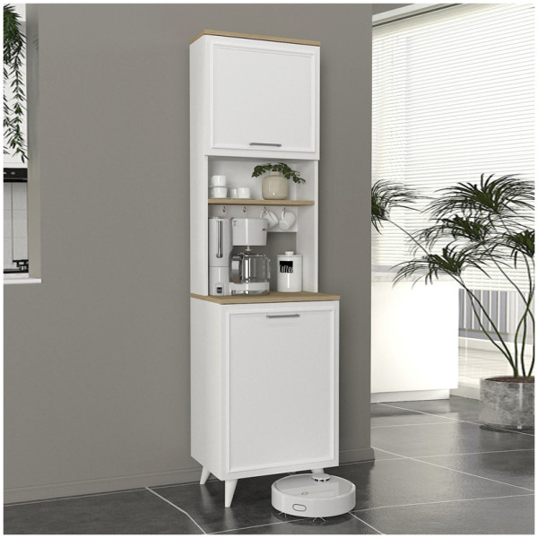 Έπιπλο κουζίνας Potter 1  χρώμα λευκό - rota oak 53,4x39,6x196,1εκ. - Image 1