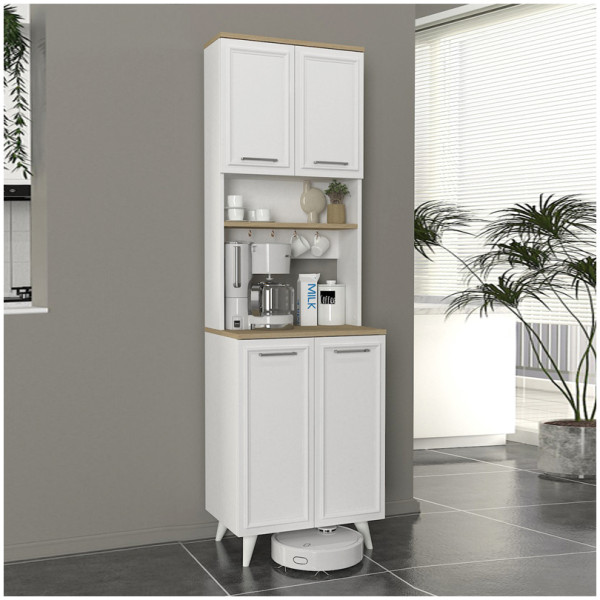 Έπιπλο κουζίνας Potter 2  χρώμα λευκό - rota oak 60x40x196,1εκ. - Image 1
