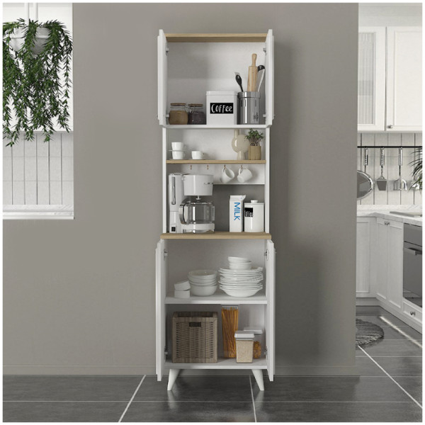 Έπιπλο κουζίνας Potter 2  χρώμα λευκό - rota oak 60x40x196,1εκ. - Image 2