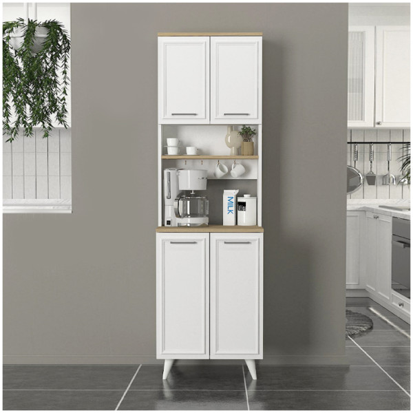 Έπιπλο κουζίνας Potter 2  χρώμα λευκό - rota oak 60x40x196,1εκ. - Image 3