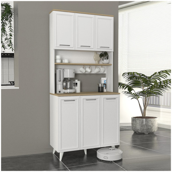 Έπιπλο κουζίνας Potter 3  χρώμα λευκό - rota oak 90x40x196,1εκ. - Image 1