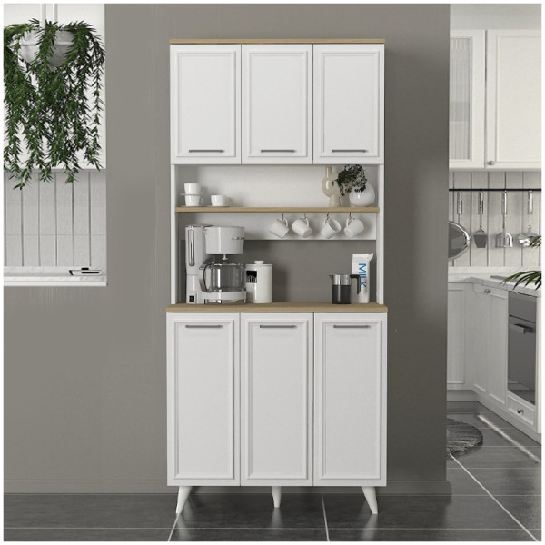 Έπιπλο κουζίνας Potter 3  χρώμα λευκό - rota oak 90x40x196,1εκ. - Image 3