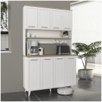 Έπιπλο κουζίνας Potter 4  χρώμα λευκό - rota oak 120x40x196,1εκ.