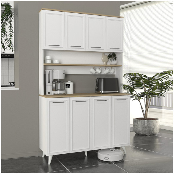 Έπιπλο κουζίνας Potter 4  χρώμα λευκό - rota oak 120x40x196,1εκ. - Image 1