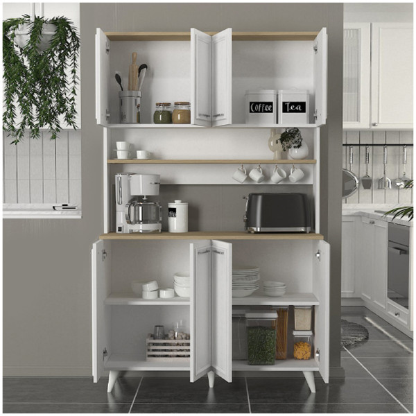 Έπιπλο κουζίνας Potter 4  χρώμα λευκό - rota oak 120x40x196,1εκ. - Image 2