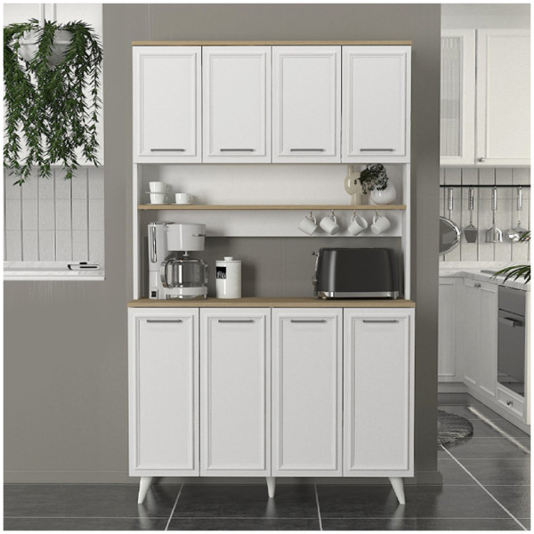Έπιπλο κουζίνας Potter 4  χρώμα λευκό - rota oak 120x40x196,1εκ. - Image 3