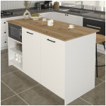 Τραπέζι - Πάγκος κουζίνας Peres  χρώμα λευκό - sepet oak 150x70x91,8εκ.