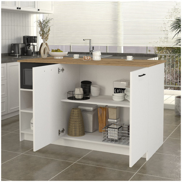 Τραπέζι - Πάγκος κουζίνας Peres  χρώμα λευκό - sepet oak 150x70x91,8εκ. - Image 2