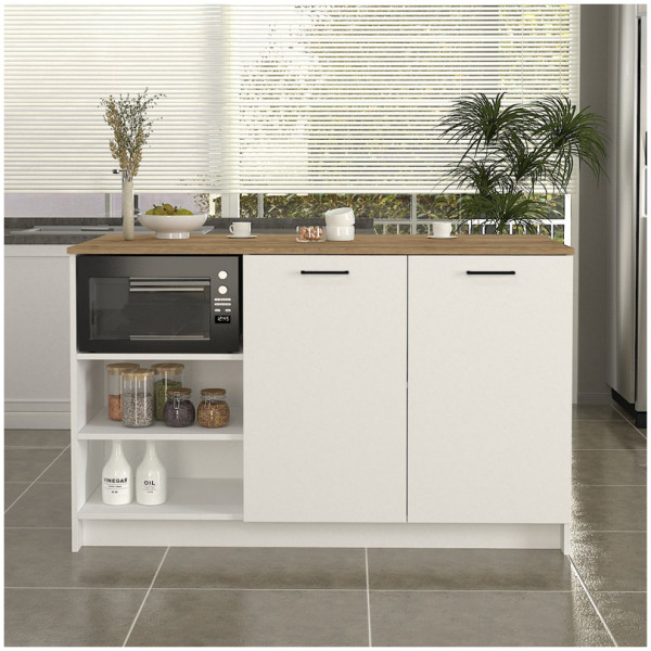 Τραπέζι - Πάγκος κουζίνας Peres  χρώμα λευκό - sepet oak 150x70x91,8εκ. - Image 3