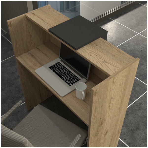Γραφείο υποδοχής - reception Hola  χρώμα sepet oak - ανθρακί 93,6x45,2x110,3εκ. - Image 2