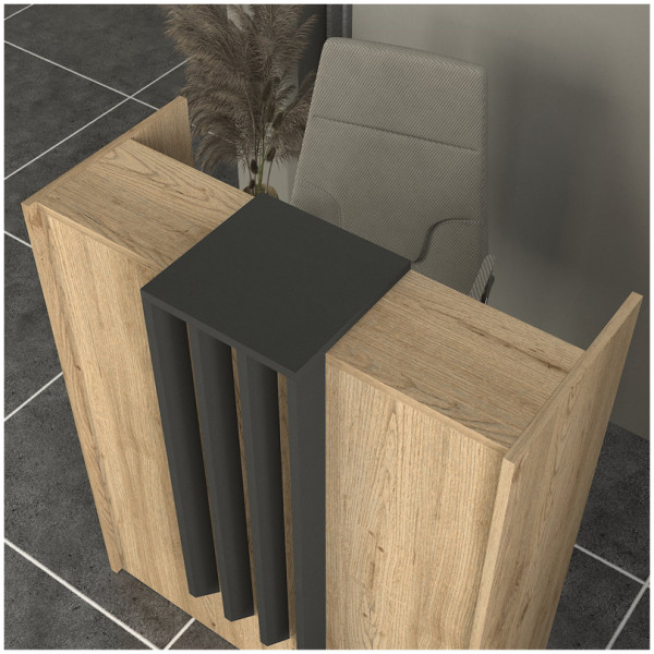 Γραφείο υποδοχής - reception Hola  χρώμα sepet oak - ανθρακί 93,6x45,2x110,3εκ. - Image 3
