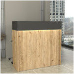 Γραφείο υποδοχής - reception Wilko  με LED χρώμα sepet oak - ανθρακί 113,6x42x110εκ.