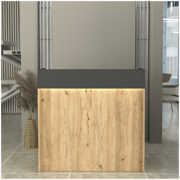 Γραφείο υποδοχής - reception Wilko  με LED χρώμα sepet oak - ανθρακί 113,6x42x110εκ. - Image 3