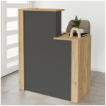Γραφείο υποδοχής - reception Enter  χρώμα sepet oak - ανθρακί 86,9x40x110,3εκ.