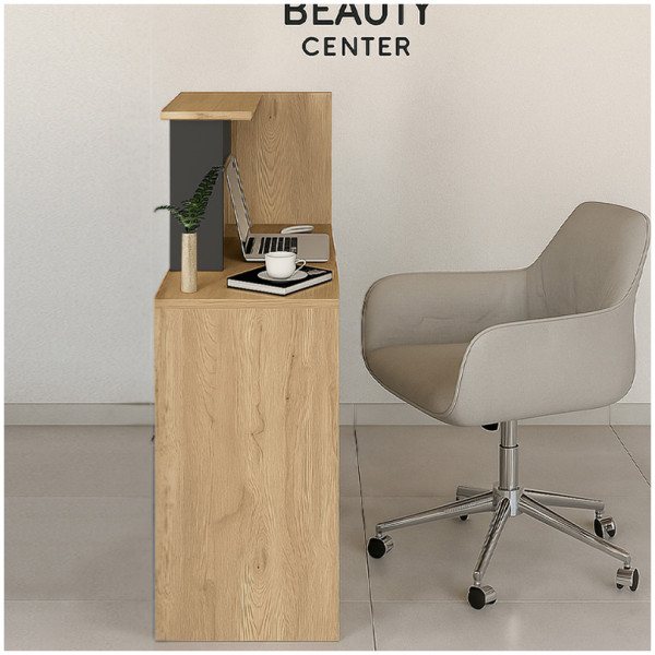 Γραφείο υποδοχής - reception Enter  χρώμα sepet oak - ανθρακί 86,9x40x110,3εκ. - Image 3