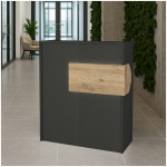 Γραφείο υποδοχής - reception Aloha  με LED χρώμα ανθρακί - sepet oak 95,5x40x110,3εκ.