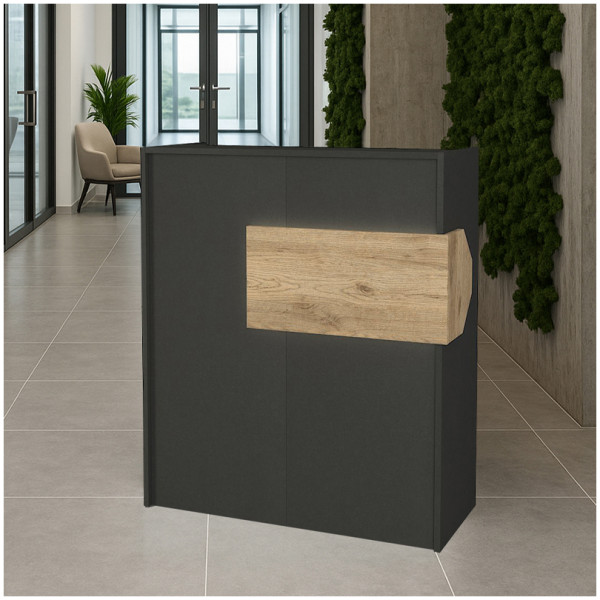Γραφείο υποδοχής - reception Aloha  με LED χρώμα ανθρακί - sepet oak 95,5x40x110,3εκ. - Image 1