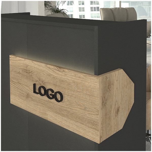 Γραφείο υποδοχής - reception Aloha  με LED χρώμα ανθρακί - sepet oak 95,5x40x110,3εκ. - Image 3