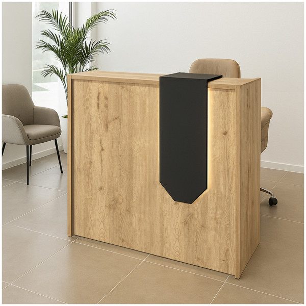 Γραφείο υποδοχής - reception Navita  με LED χρώμα sepet oak - ανθρακί 113,6x42x111,8εκ. - Image 1
