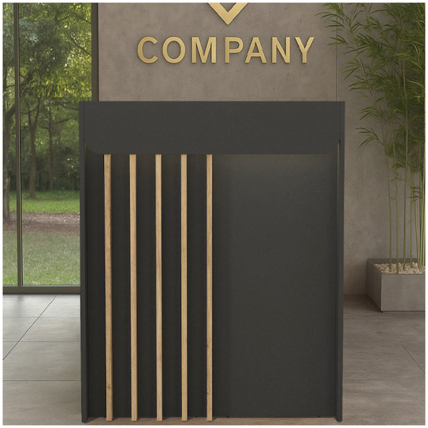Γραφείο υποδοχής - reception Karibu  με LED χρώμα ανθρακί - sepet oak 90x40x100εκ. - Image 3