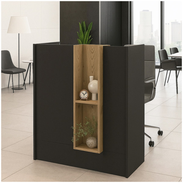 Γραφείο υποδοχής - reception Bonveno  χρώμα ανθρακί - sepet oak 90x43,2x110εκ. - Image 1