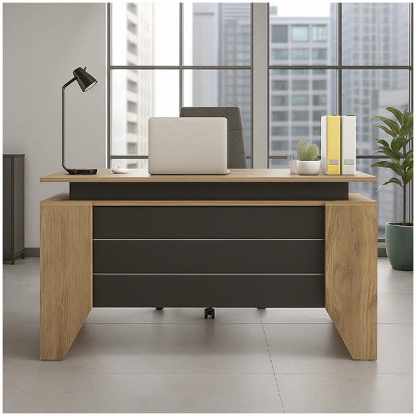 Γραφείο εργασίας Remida  χρώμα sepet oak - ανθρακί 140x60x76,9εκ. - Image 2