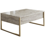 Τραπεζάκι σαλονιού Luxe  χρώμα travertine - χρυσό 90x60x40εκ.