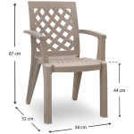 Σετ τραπεζαρία κήπου Callan  5τμχ πολυπροπυλενίου τραπέζι 140x70 - πολυθρόνα χρώμα cappuccino S_GP046-0003,2+GP046-0004,2x4 - Image 3