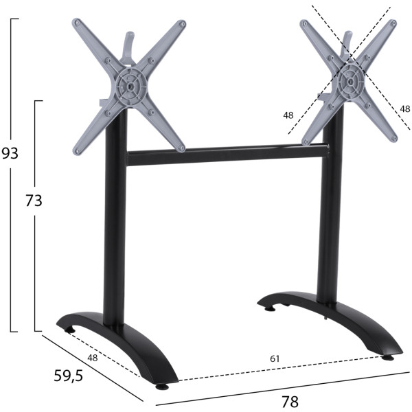ΒΑΣΗ ΑΛΟΥΜΙΝΙΟΥ ΔΙΣΤΗΛΗ HM468.01 ΜΑΥΡΟ ΜΑΤ 78X59,5X73Υ εκ. - Image 2