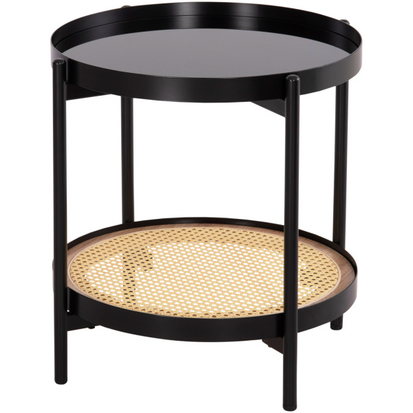 ΒΟΗΘΗΤΙΚΟ ΤΡΑΠΕΖΙ SEITZ HM18031 ΓΥΑΛΙ TOP-ΜΕΤΑΛΛΟ-RATTAN ΣΕ ΦΥΣΙΚΟ Φ50x55,5Υεκ. - Image 1