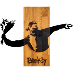 ΔΙΑΚΟΣΜΗΤΙΚΟ ΤΟΙΧΟΥ BANKSY HM4757-ΦΥΛΛΑ ΜΕΤΑΛΛΟΥ ΜΑΥΡΑ-ΞΥΛΟ 69x3(βάθος)x58Υεκ.