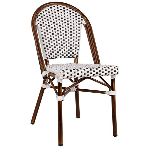ΚΑΡΕΚΛΑ BISTRO ΑΛΟΥΜΙΝΙΟΥ BAMBOO LOOK ΜΕ ΛΕΥΚΟ-ΜΑΥΡΟ RATTAN HM5566.01 45x54x90Υεκ.
