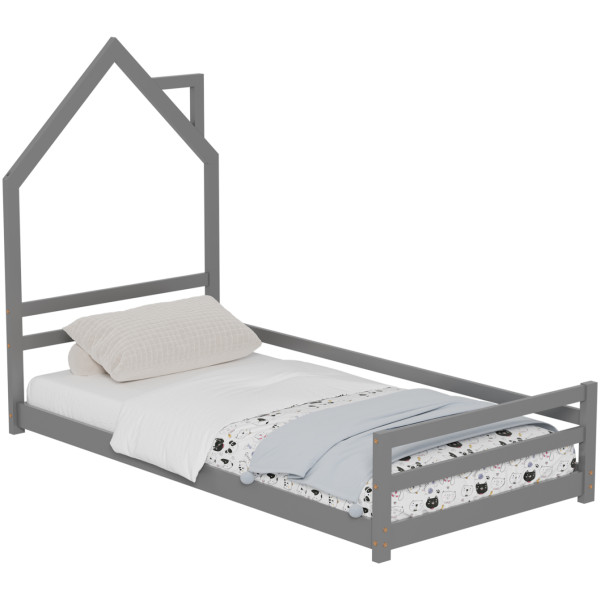 ΚΡΕΒΑΤΙ ΠΑΙΔΙΚΟ HOUSER HM676.05 τ.MONTESSORI ΞΥΛΟ ΠΕΥΚΟ ΓΚΡΙ- 190x90εκ