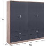 ΝΤΟΥΛΑΠΑ 4ΦΥΛΛΗ REINA ME 4 ΣΥΡΤΑΡΙΑ HM21259 ΜΕΛΑΜΙΝΗ ΓΚΡΙ-SONAMA 160x42x180Υεκ - Image 2