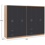 ΝΤΟΥΛΑΠΑ 8ΦΥΛΛΗ BRIANA HM21237.01 ΜΕΛΑΜΙΝΗ SONAMA & ΣΚΟΥΡΟ ΓΚΡΙ 241x42,5Χ180,5Υεκ. - Image 2