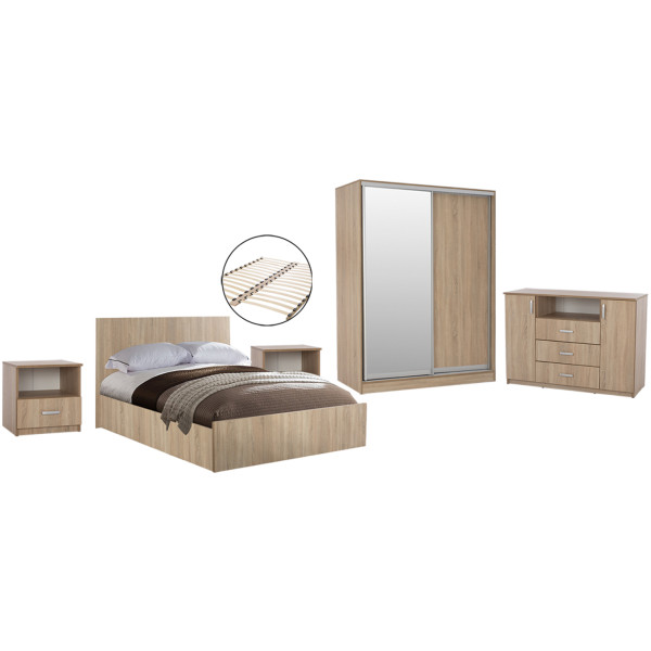 ΣΕΤ ΚΡΕΒΑΤΟΚΑΜΑΡΑΣ 6ΤΜΧ ADLER HM11759 ΜΕΛΑΜΙΝΗ SONAMA OAK-ΓΙΑ ΣΤΡΩΜΑ 160x200εκ - Image 1