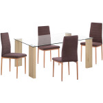 ΣΕΤ ΤΡΑΠΕΖΑΡΙΑΣ 5ΤΜΧ LADY HM11595 ΓΥΑΛΙ--ΜΕΤΑΛΛΟ--MDF ΣΕ SONAMA & ΚΑΦΕ ΥΦΑΣΜΑ