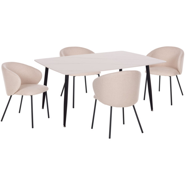 ΣΕΤ ΤΡΑΠΕΖΑΡΙΑΣ 5ΤΜΧ RAVEN HM21069.01 ΚΕΡΑΜΙΚΟ TOP ΛΕΥΚΟ ΜΑΡΜΑΡΟ & 4 ΚΑΡΕΚΛΕΣ - Image 1