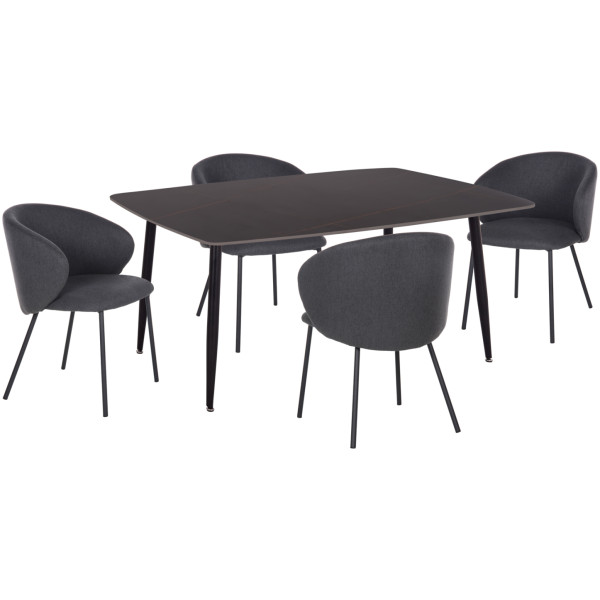 ΣΕΤ ΤΡΑΠΕΖΑΡΙΑΣ 5ΤΜΧ RAVEN HM21069.02 ΚΕΡΑΜΙΚΟ TOP ΜΑΥΡΟ ΜΑΡΜΑΡΟ & 4 ΚΑΡΕΚΛΕΣ - Image 1