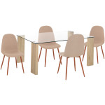 ΣΕΤ ΤΡΑΠΕΖΑΡΙΑΣ 5ΤΜΧ LEOMOR HM21270.01 ΤΡΑΠΕΖΙ & 4 ΚΑΡΕΚΛΕΣ - ΜΠΕΖ ΥΦΑΣΜΑ