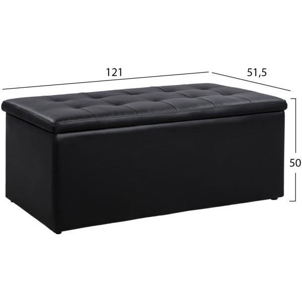 ΣΚΑΜΠΟ PU ΜΕ ΑΠΟΘΗΚΕΥΤΙΚΟ ΧΩΡΟ TRISCUBE ΜΑΥΡΟ HM223.01 121x51.5x50Υ εκ. - Image 2