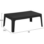 ΤΡΑΠΕΖΑΚΙ ΟΡΘΟΓΩΝΙΟ SLEEK HM6367.02 ΠΟΛΥΠΡΟΠΥΛΕΝΙΟ ΣΕ ΜΑΥΡΟ 99x59.5x39.5Υεκ. - Image 2
