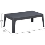ΤΡΑΠΕΖΑΚΙ ΟΡΘΟΓΩΝΙΟ SLEEK HM6367.10 ΠΟΛΥΠΡΟΠΥΛΕΝΙΟ ΣΕ ΣΚΟΥΡΟ ΓΚΡΙ 99x59.5x39.5Υεκ. - Image 2