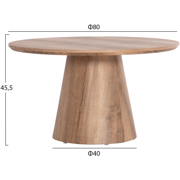 ΤΡΑΠΕΖΙ ΣΑΛΟΝΙΟΥ KARAN HM18028 MDF ΣΕ ΦΥΣΙΚΟ ΧΡΩΜΑ ΞΥΛΟΥ Φ80x45,5Υεκ. - Image 2