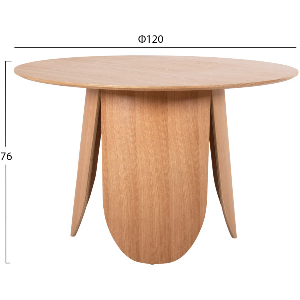 ΤΡΑΠΕΖΙ ΣΤΡΟΓΓΥΛΟ DENTY HM9612.01 MDF ΜΕ ΚΑΠΛΑΜΑ ΔΡΥΟΣ-ΧΡΩΜΑ ΔΡΥΟΣ Φ120x75Υεκ. - Image 2