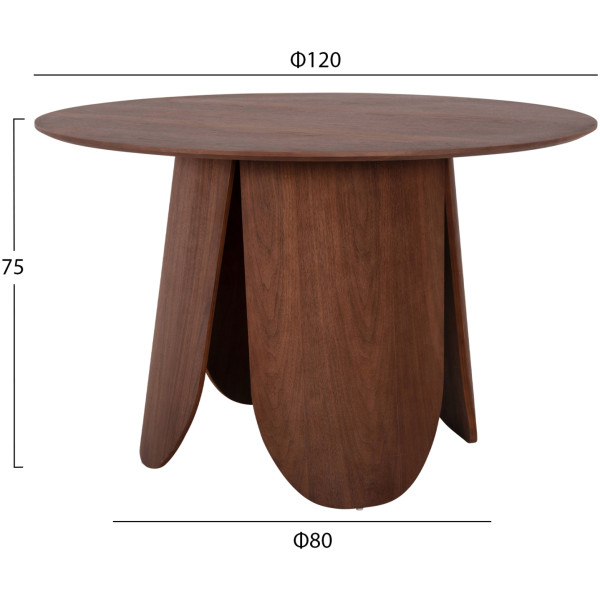 ΤΡΑΠΕΖΙ ΣΤΡΟΓΓΥΛΟ DENTY HM9612.02 MDF ΜΕ ΚΑΠΛΑΜΑ ΔΡΥΟΣ-ΧΡΩΜΑ ΚΑΡΥΔΙ Φ120x75Υεκ. - Image 2