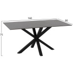 ΤΡΑΠΕΖΙ ΤΡΑΠΕΖΑΡΙΑΣ SYNTEC HM9308.01 SINTERED STONE ΜΑΥΡΟ ΜΕΤΑΛΛΙΚΑ ΠΟΔΙΑ 160x90x75Y εκ. - Image 2